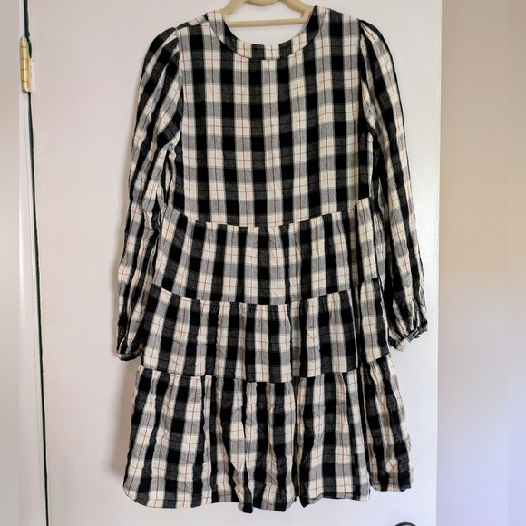 Anthropologie Maeve Black & White Plaid Tunic Shirt Dress Size S Christmas Dress - Picture 3 of 5